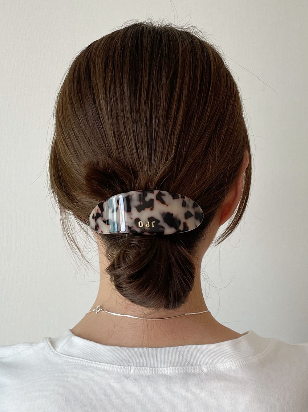 oar Classic Big Marble Barrette [Beige leopard]