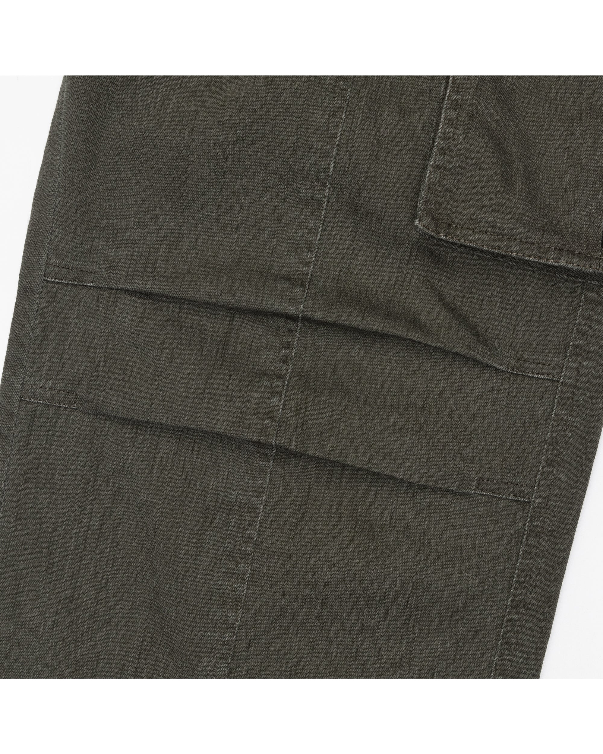 Washed Semi Wide Cargo Pants (Khaki)