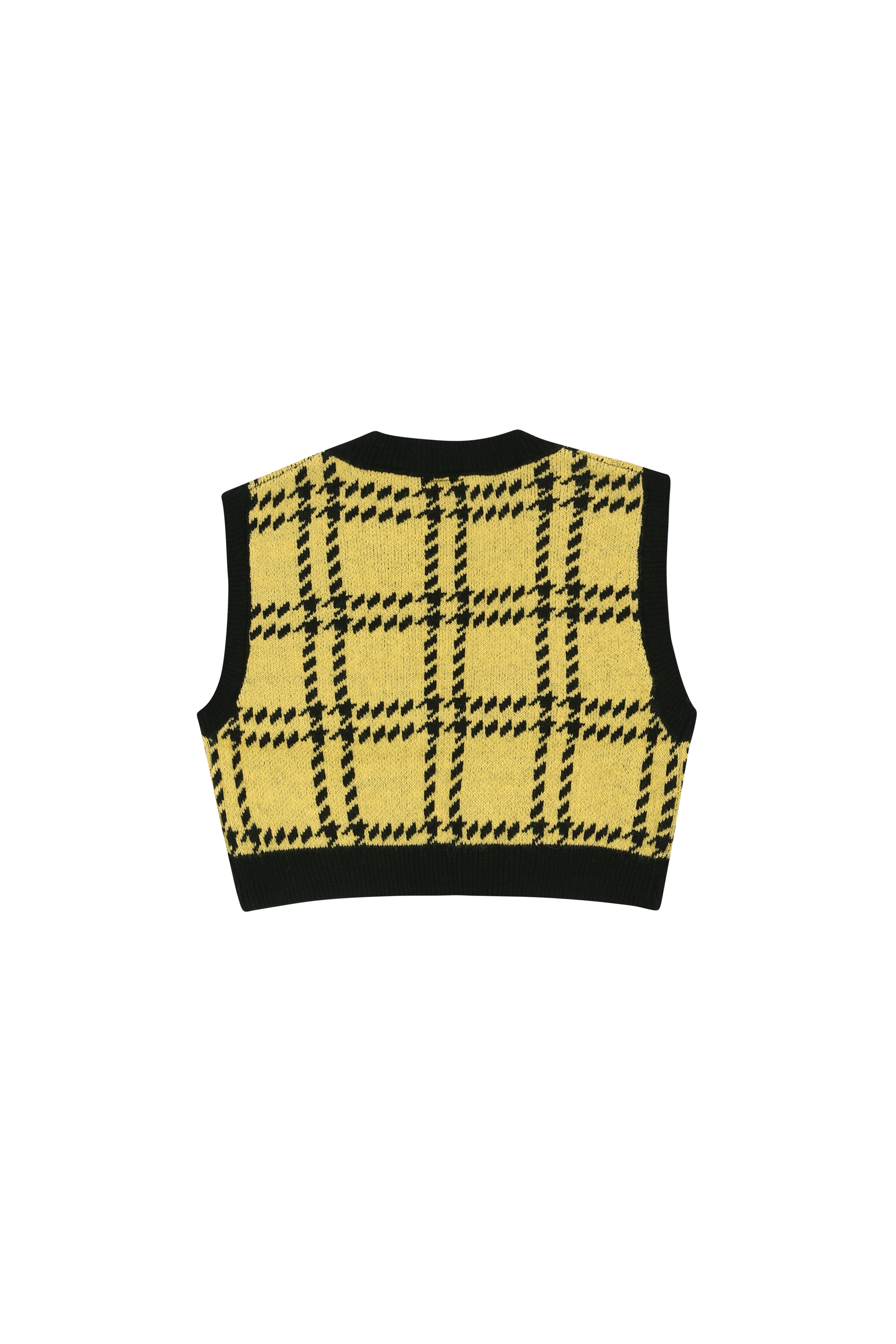 High Teen Checkered Cropped Knitwear Vest