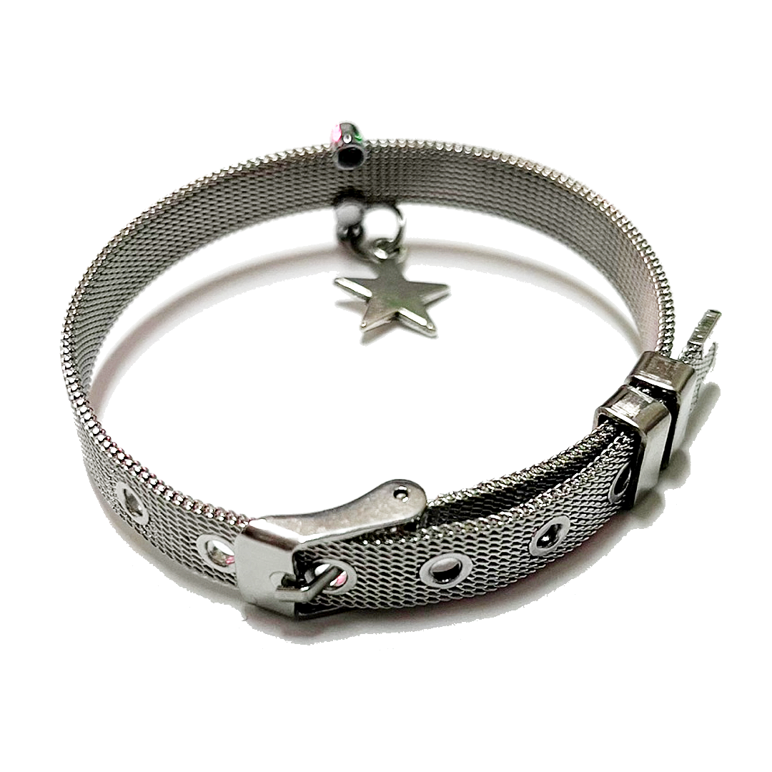 Silver star belt bracelet