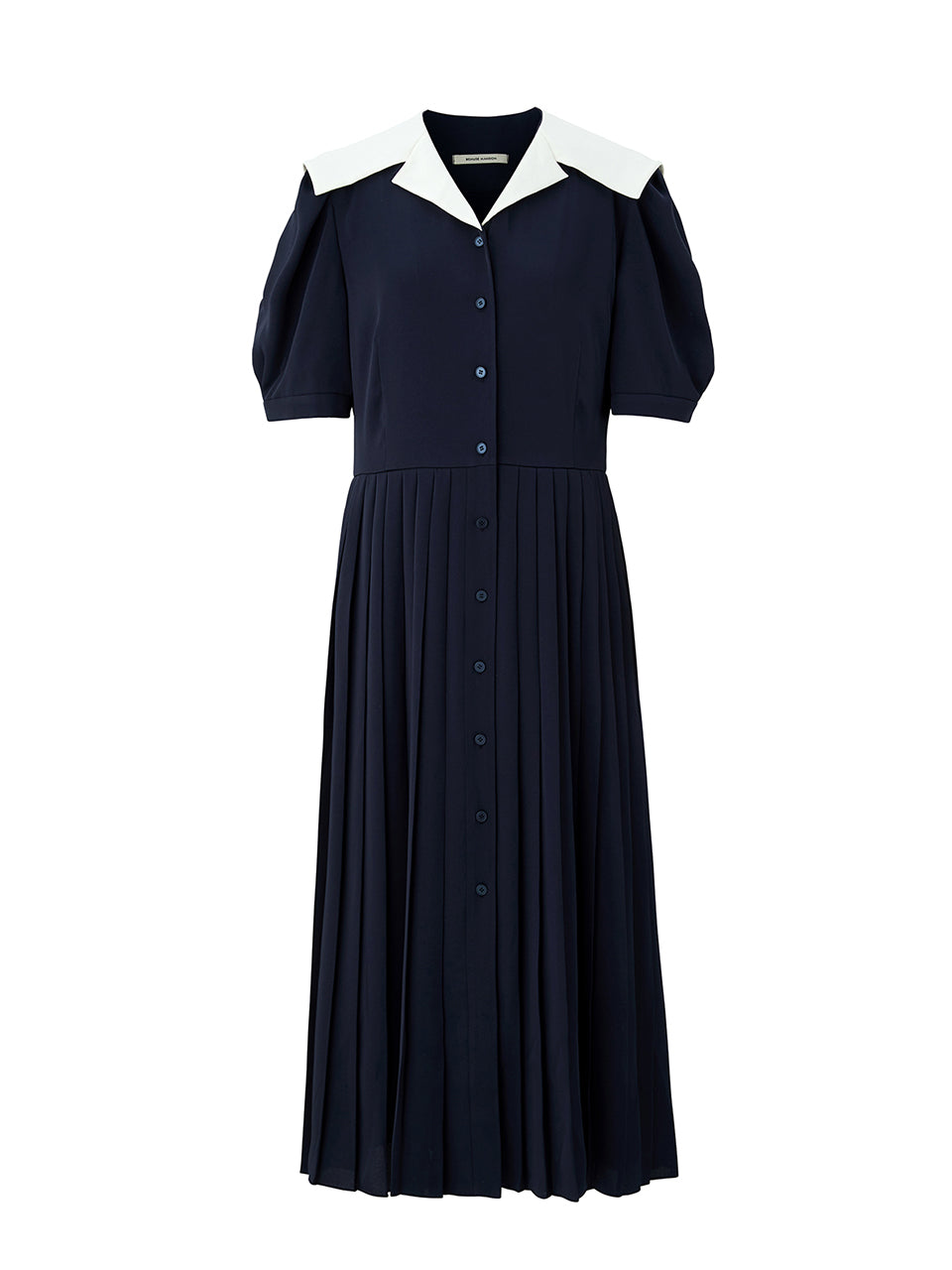 Sailor collar pleated dress - Navy