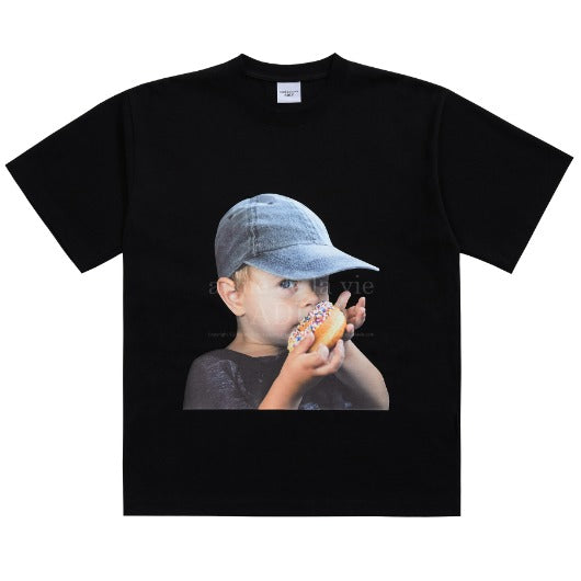 ADLV BABY FACE SHORT SLEEVE T-SHIRT BLACK CAP BOY