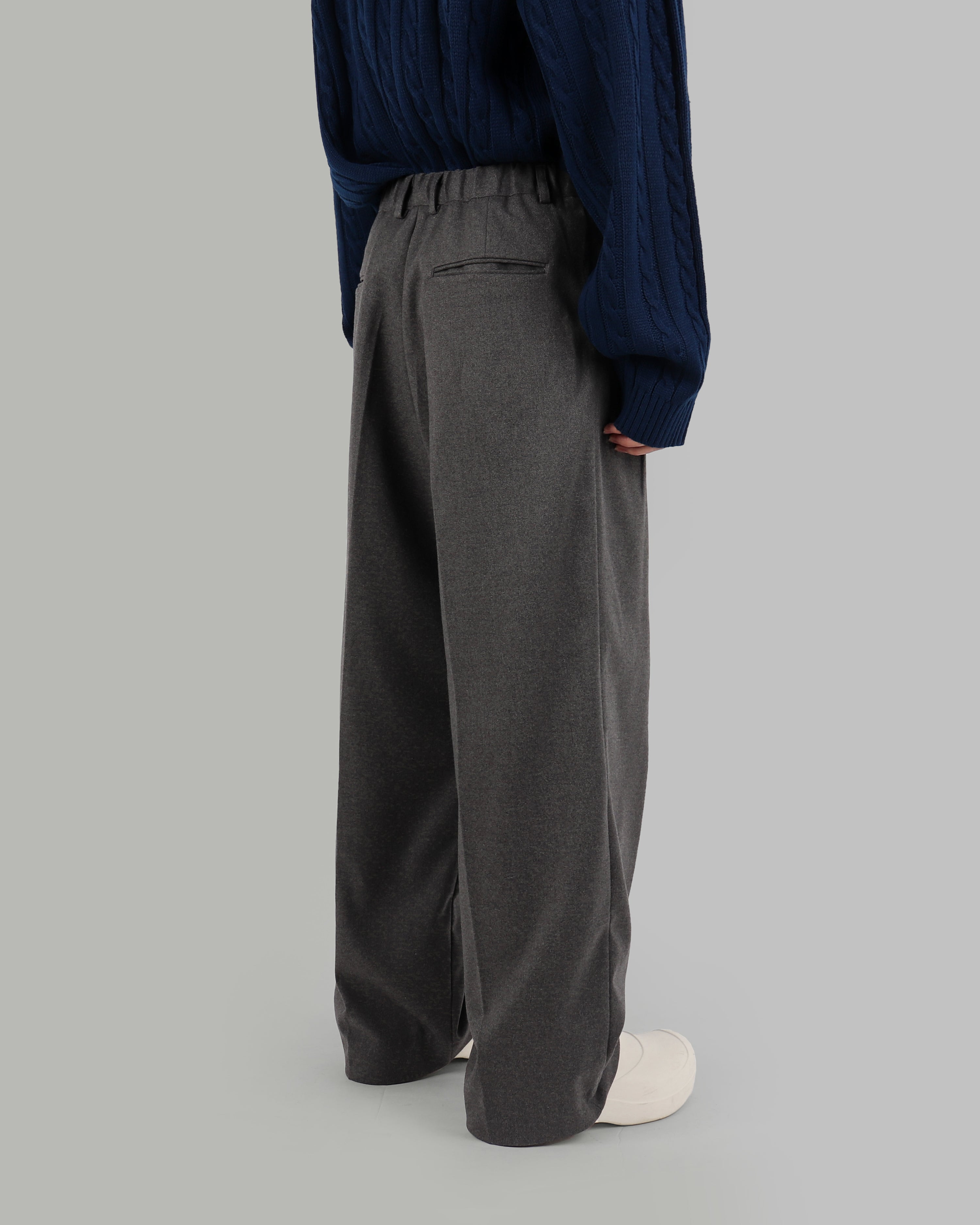 wool pintuck wide slacks