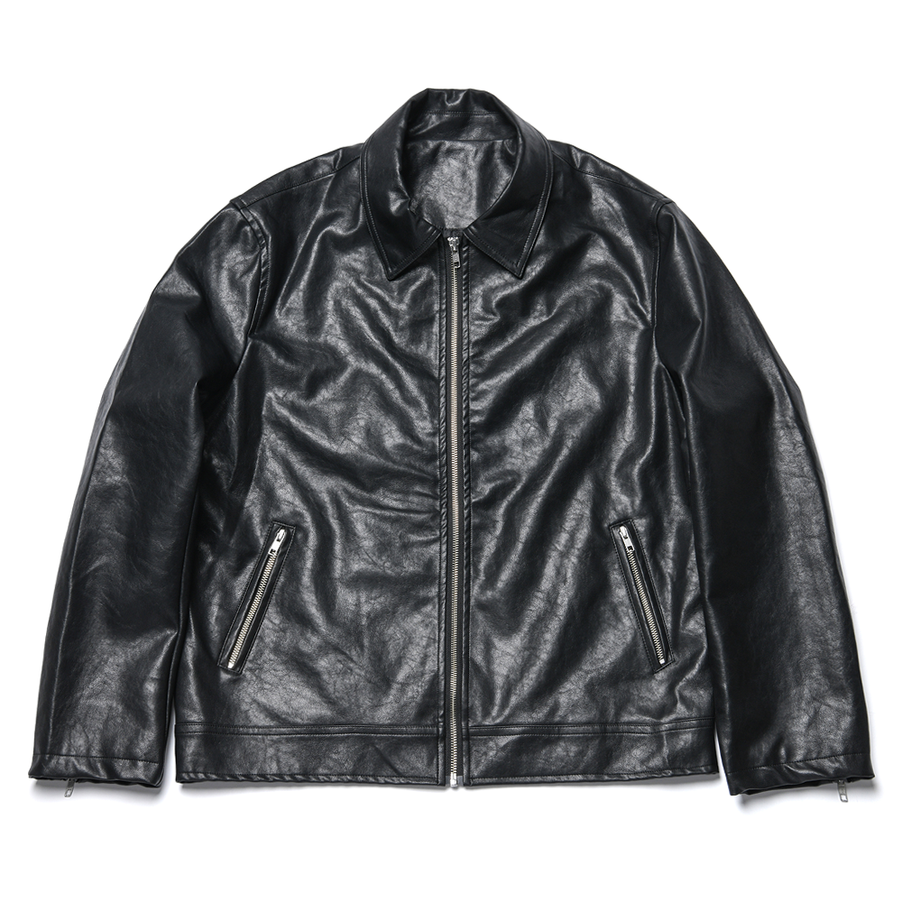 Dominant Vegan Printing Leather Jacket_Black