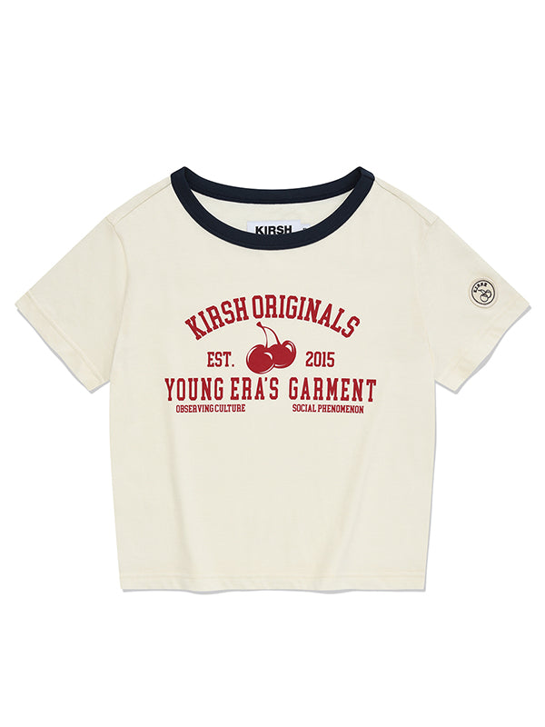 YOUTHHOSTEL GRAPHIC SEMI CROP T-SHIRT [IVORY]