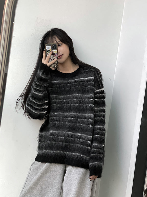 ASCLO Wool 60% Mohair Border Knit (4color)