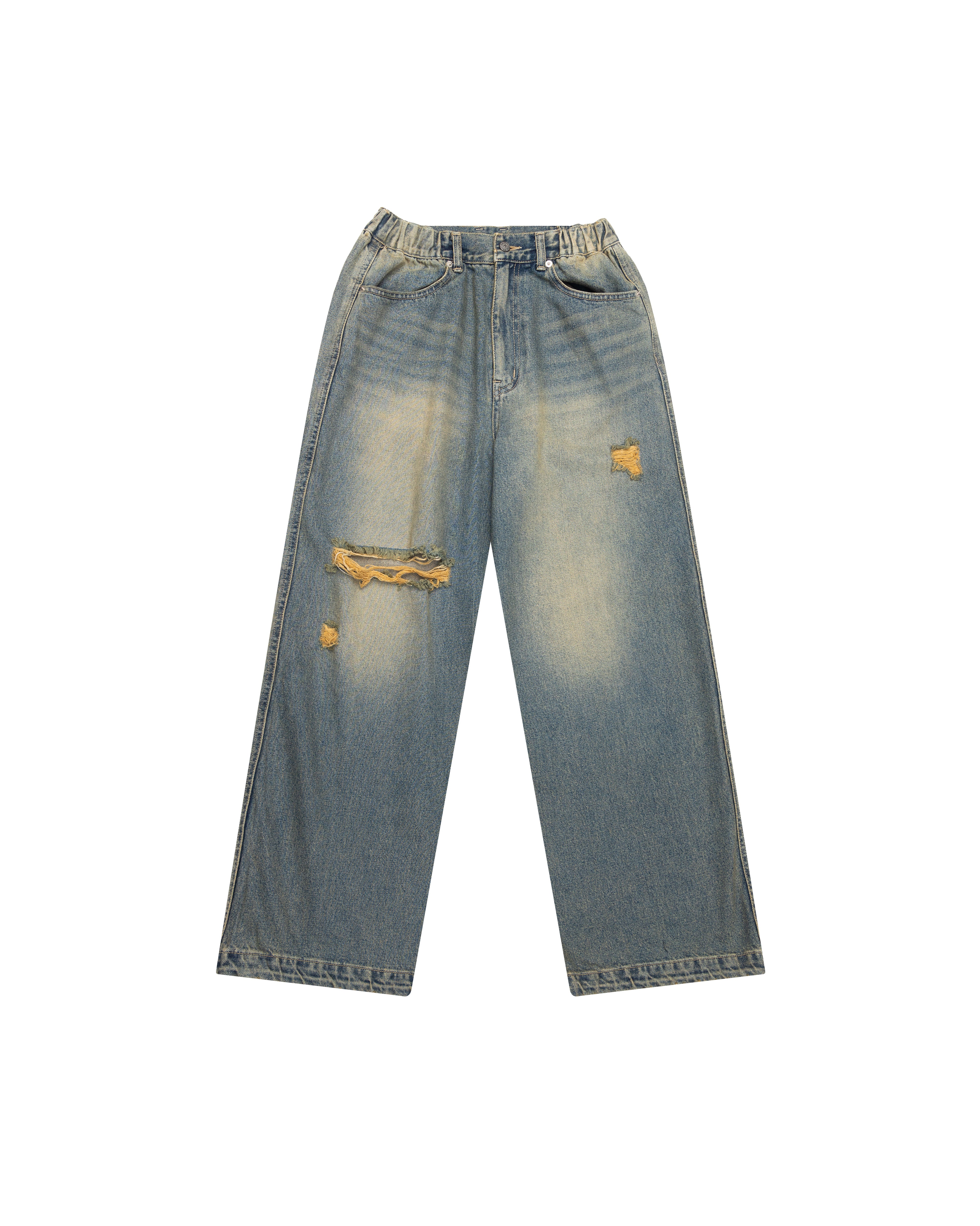 Distressed Denim Pants (Sand Blue)