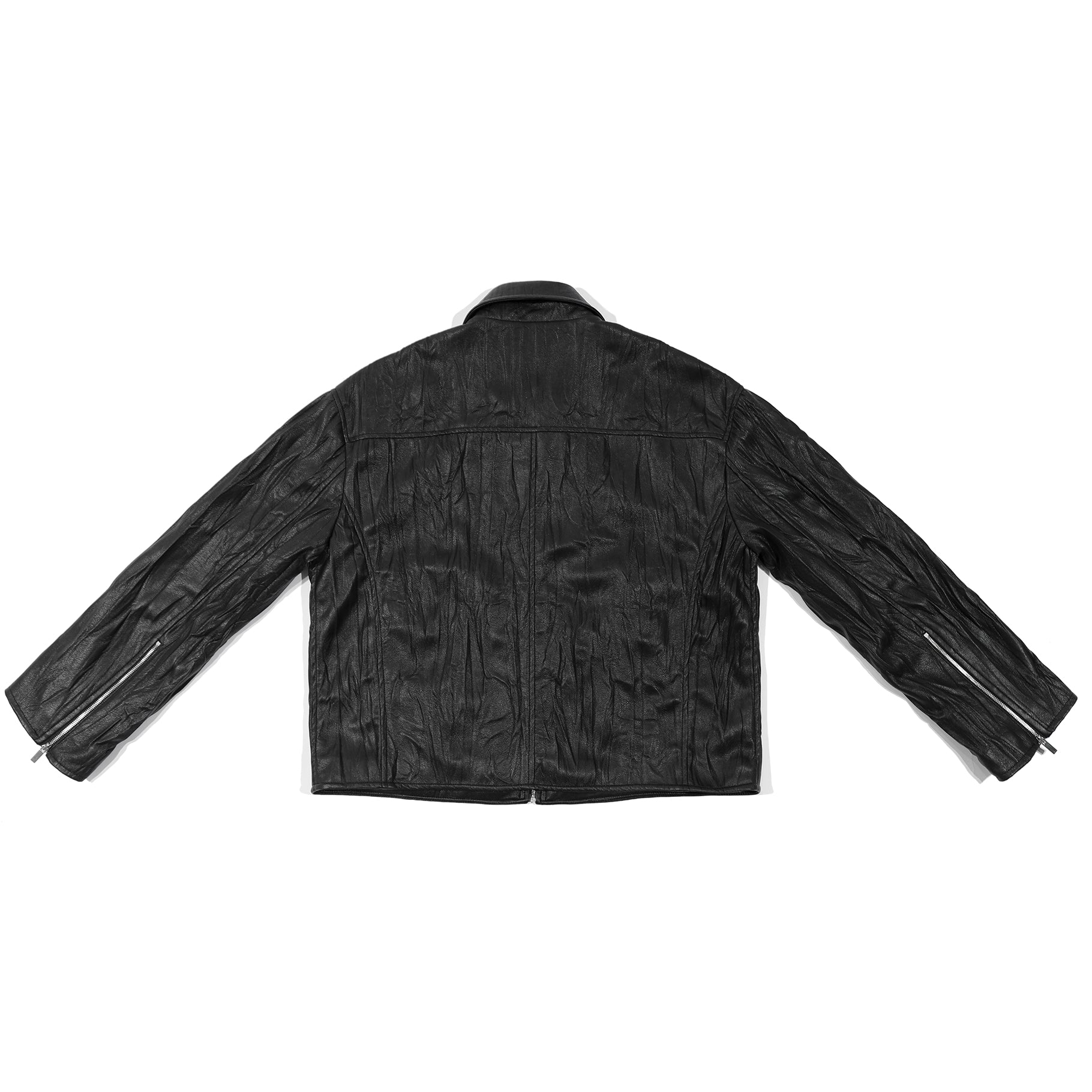 WRINKLE LEATHER SINGLE JACKET BLACK