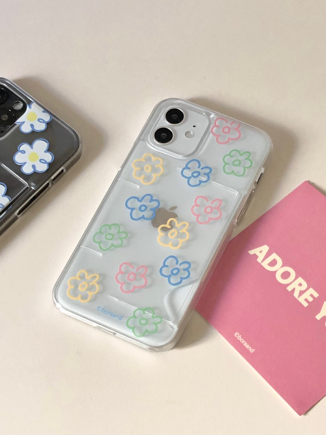 Soft flower card case _ Clear hard (iphone case)