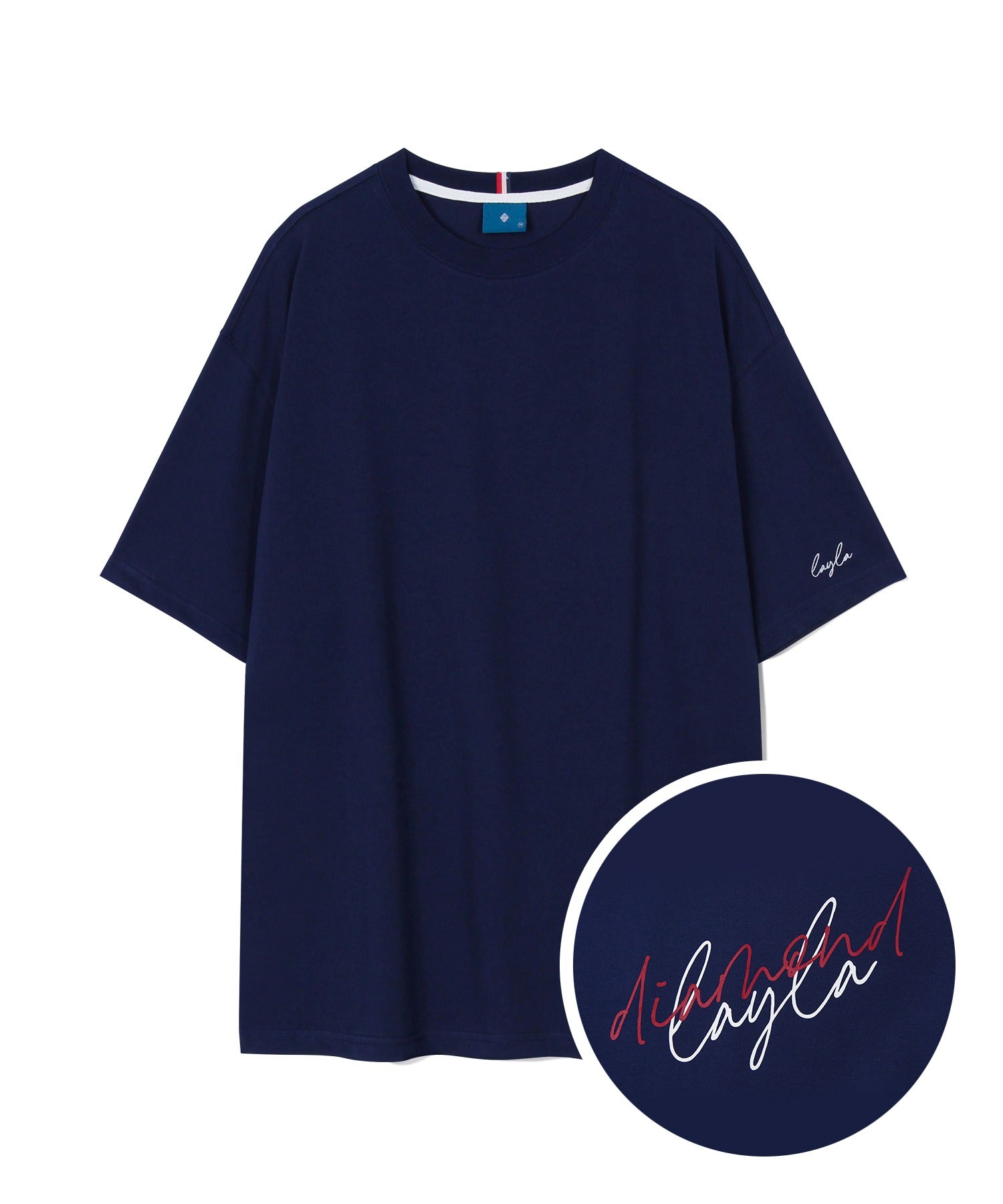 Signature Back Lettering French Short Sleeve T65 Navy