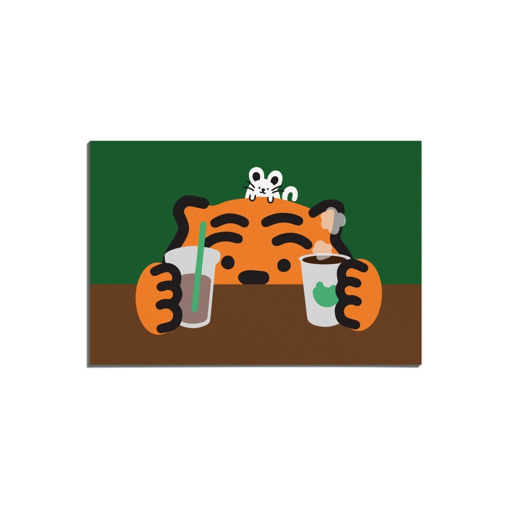 ICED HOT COFFEE TIGER POST CARD