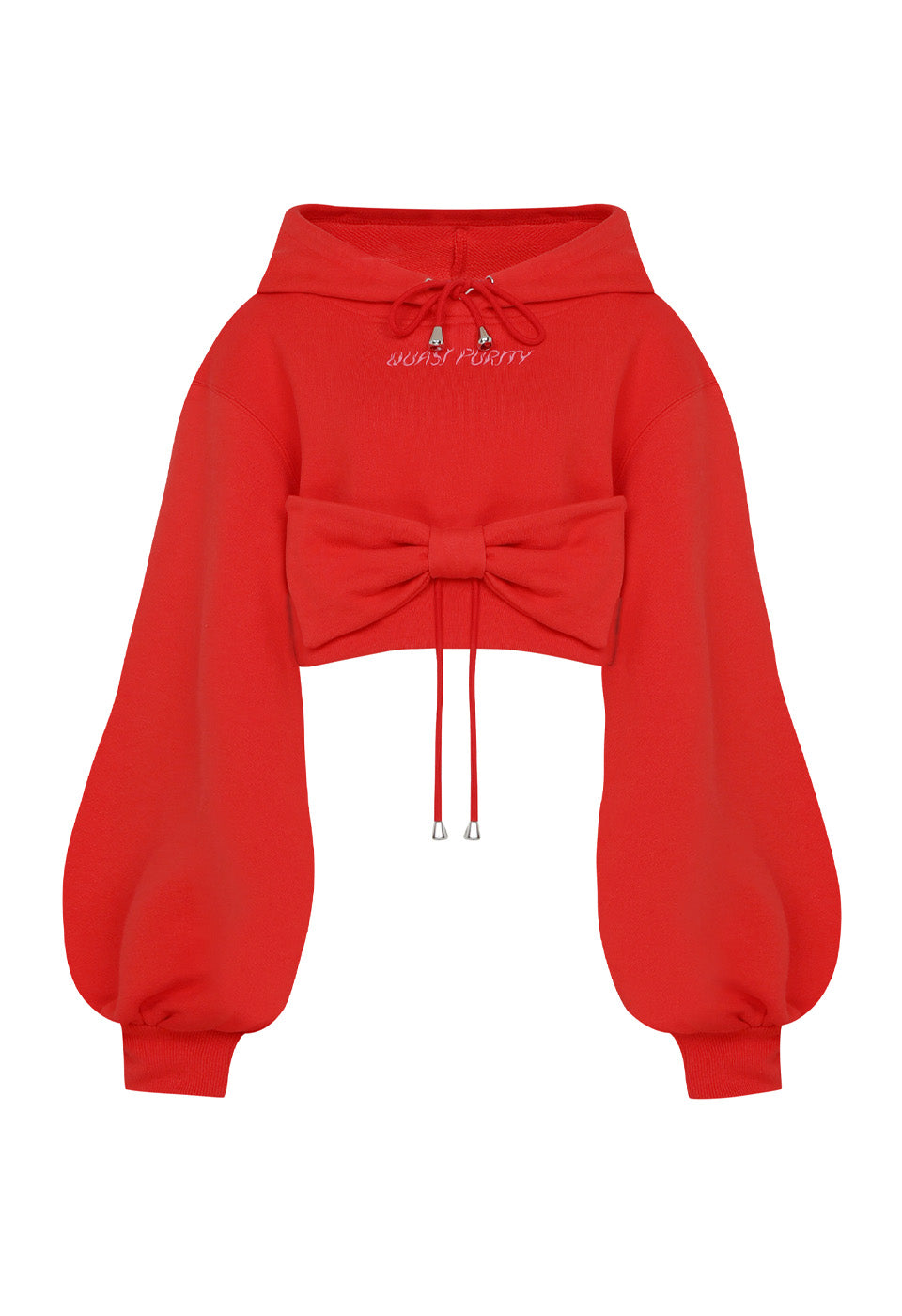 RIBBON CROP HOODIE (RED)