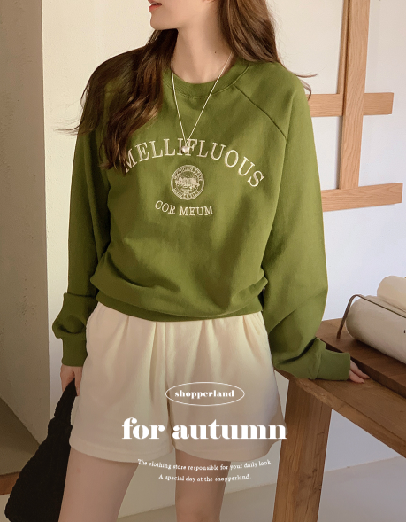 Embroidery Lettering Crop Sweat Shirt (3color)