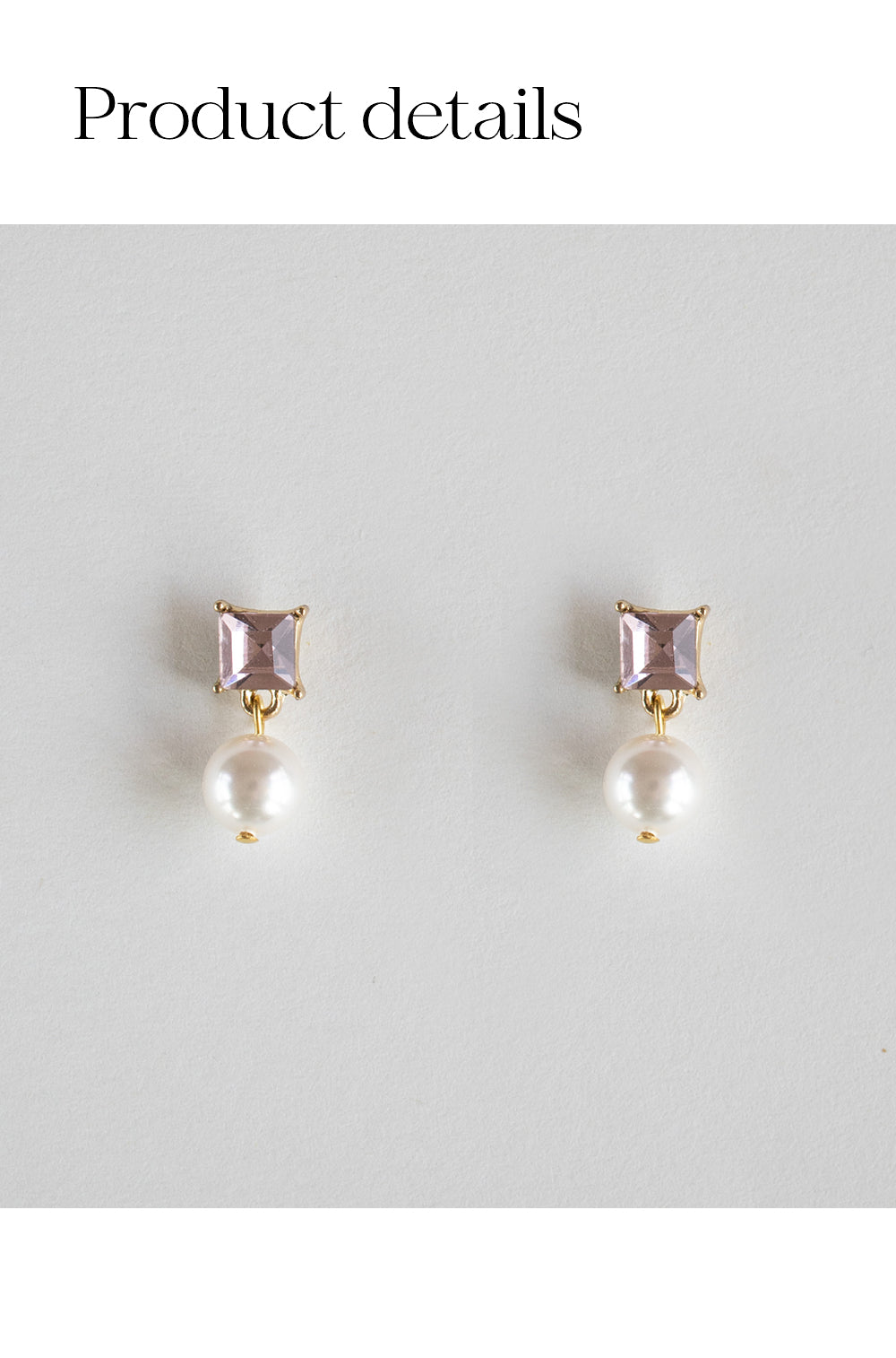 Pink crystal and pearl drop earring