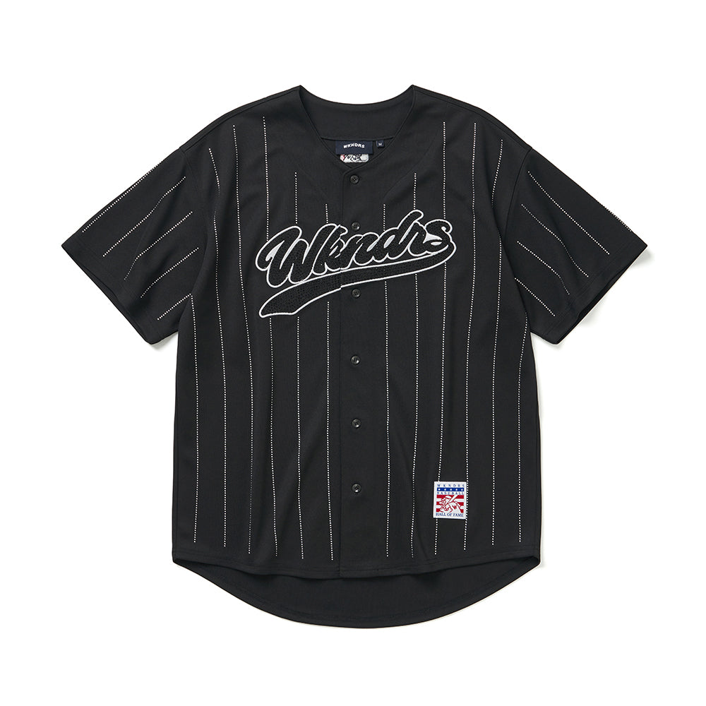 RHINESTONE BASEBALL JERSEY (BLACK) L / BLACK