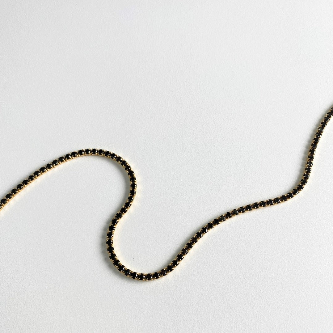 [ Silver 925 ] Gold Color Tennis Necklace