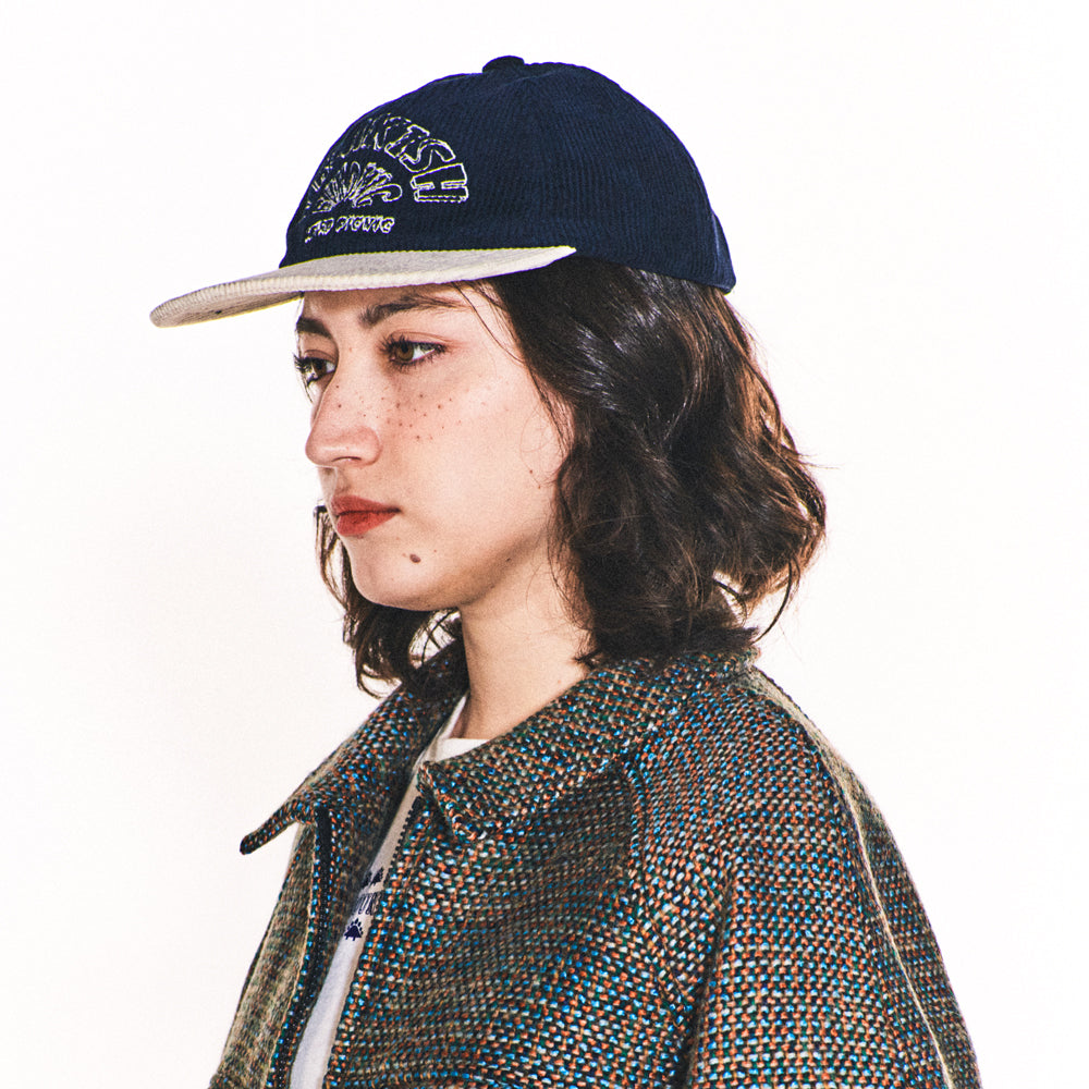 WEIRD SEMICIRCLE CORDUROY FLAT BRIM CAP (NAVY)