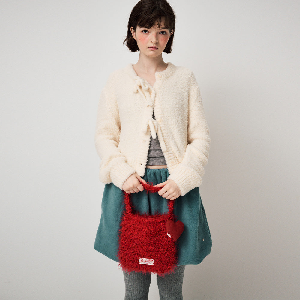 HANDMADE HAIRY KNIT BAG, RED