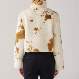 Fake Fur milky cow jacket(+muffler)