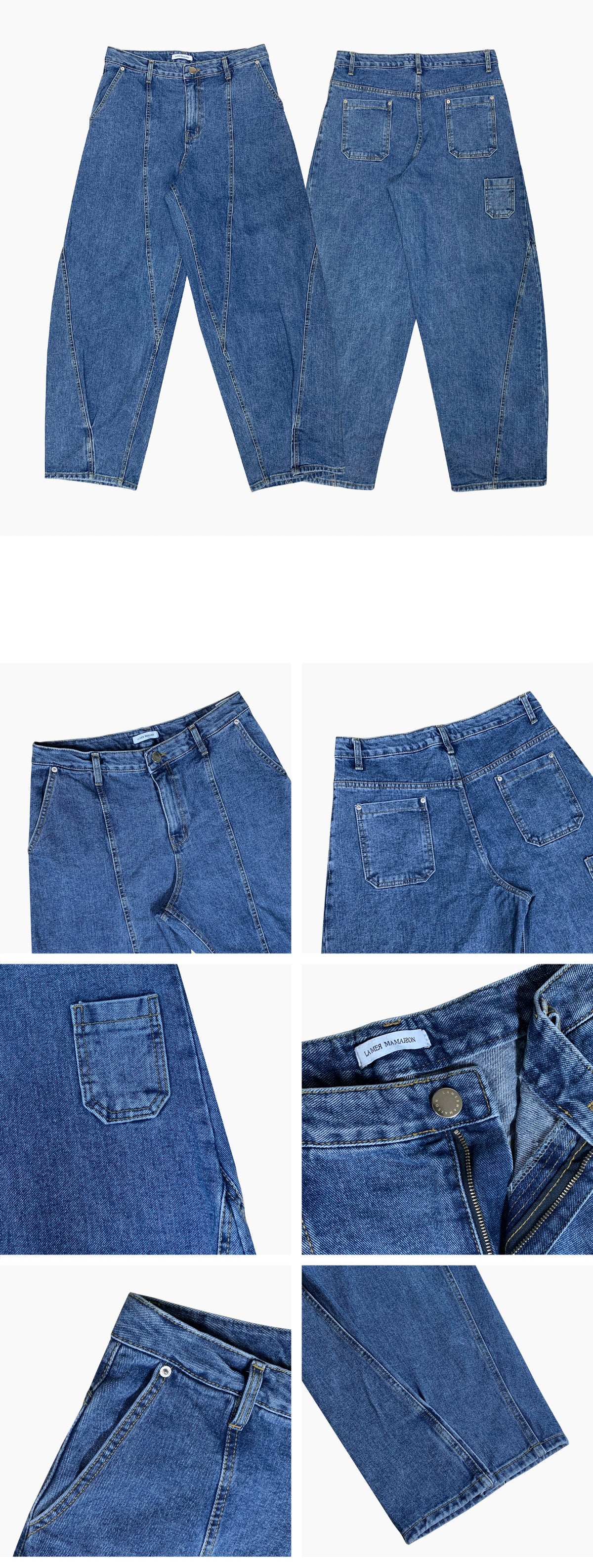 STITCH LINE DENIM PANTS BLUE