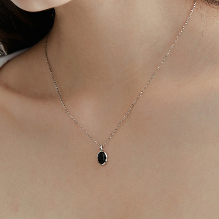 [925 SILVER] Onyx Daily Necklace