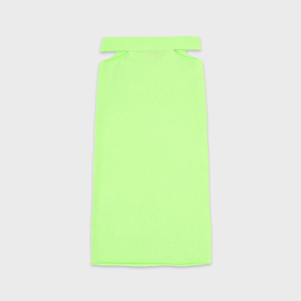 CUT-OUT LONG SKIRT_NEON GREEN