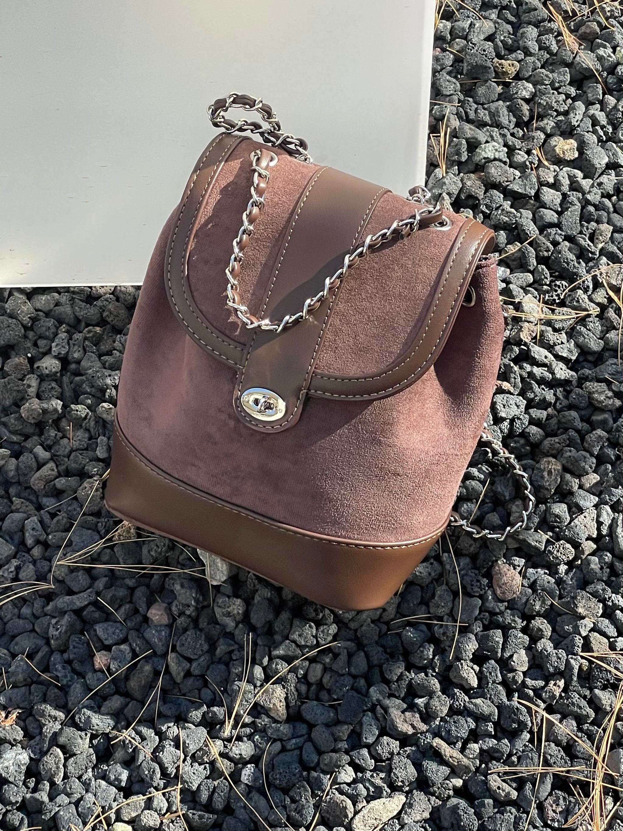 Suede Backpack Mini Bag Chain Winter Bag Backpack