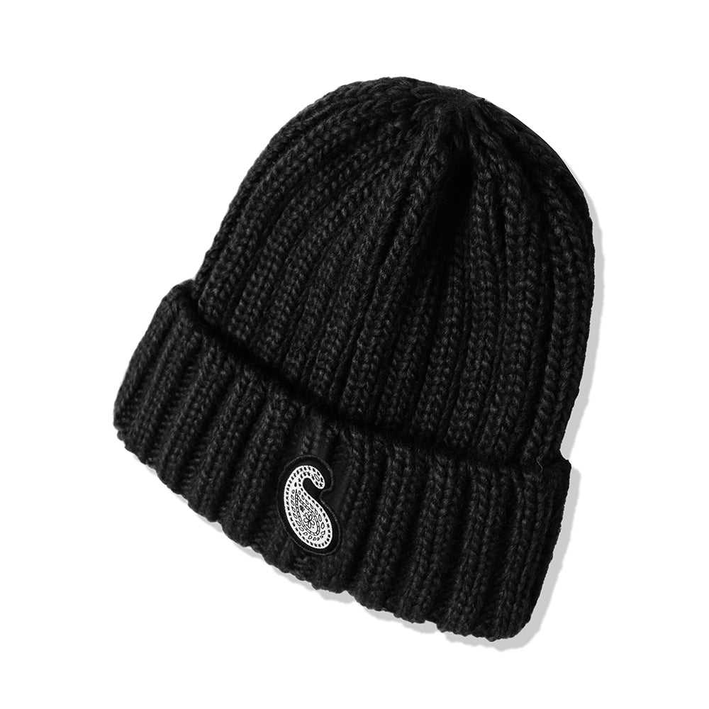 YP PAISLEY PATCH KNIT BEANIE DEEP BLACK