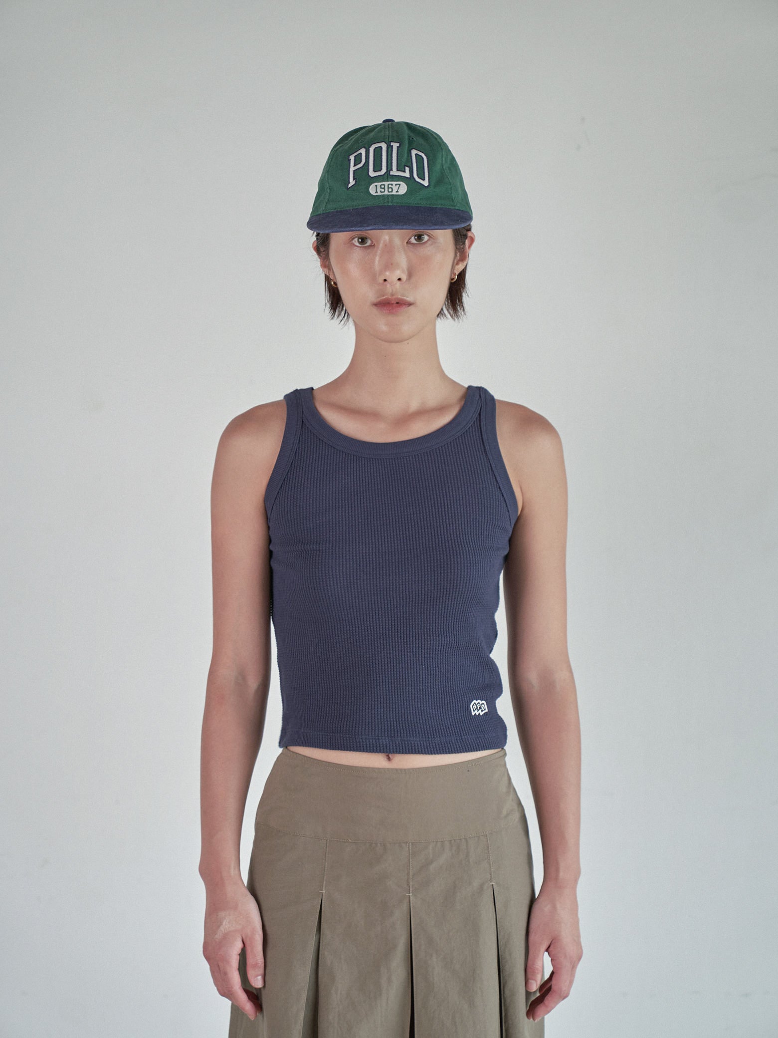 WAFFLE COTTON TOP [ NAVY ]