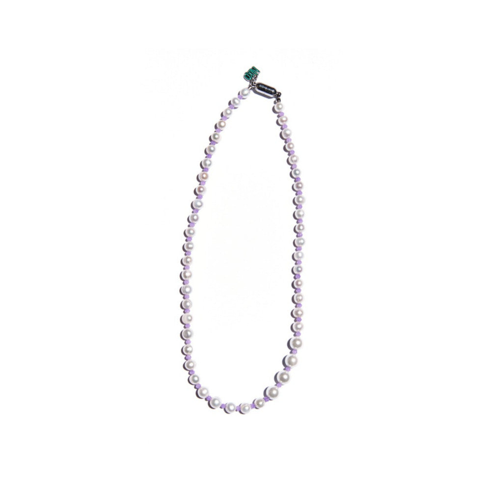 [NiROSERENDIPITY] PURPLE RONDELLE BEADS PEARL NECKLACE #64