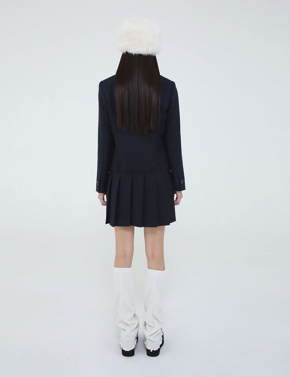 TWEED KARA DRESS(NAVY)