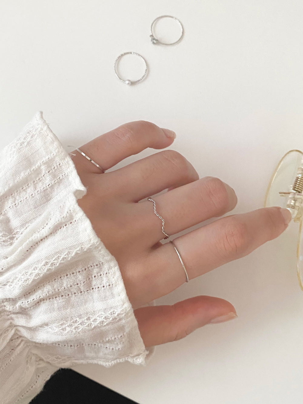 [5 set] Cree Butterfly layered ring set