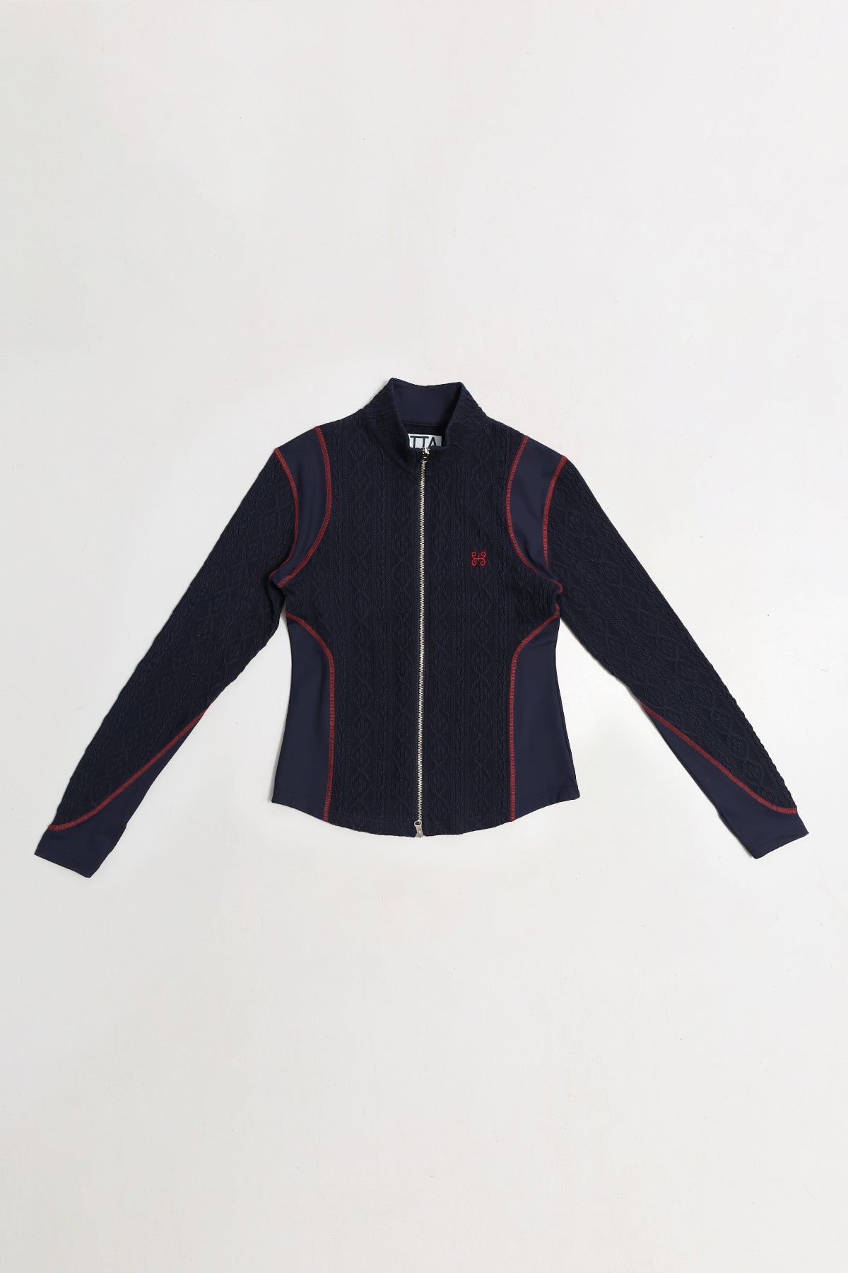 AIR CABLE KNIT HALF 2WAY ZIP UP JACKET-NAVY LIGHT