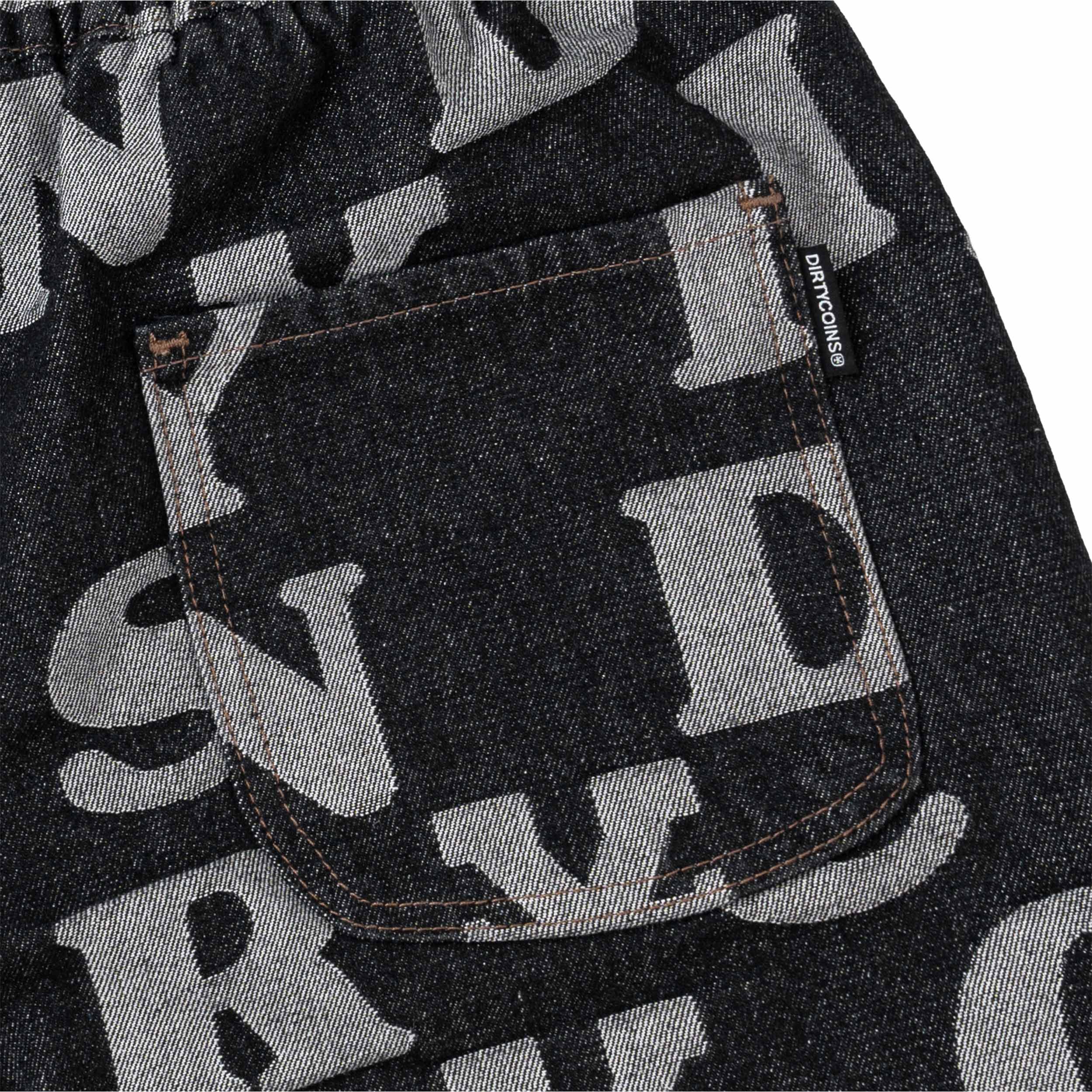 Letters Monogram Denim Short - Black