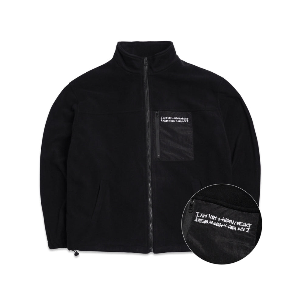 LOGO FLEECE ZIP-UP JACKET - BLACK