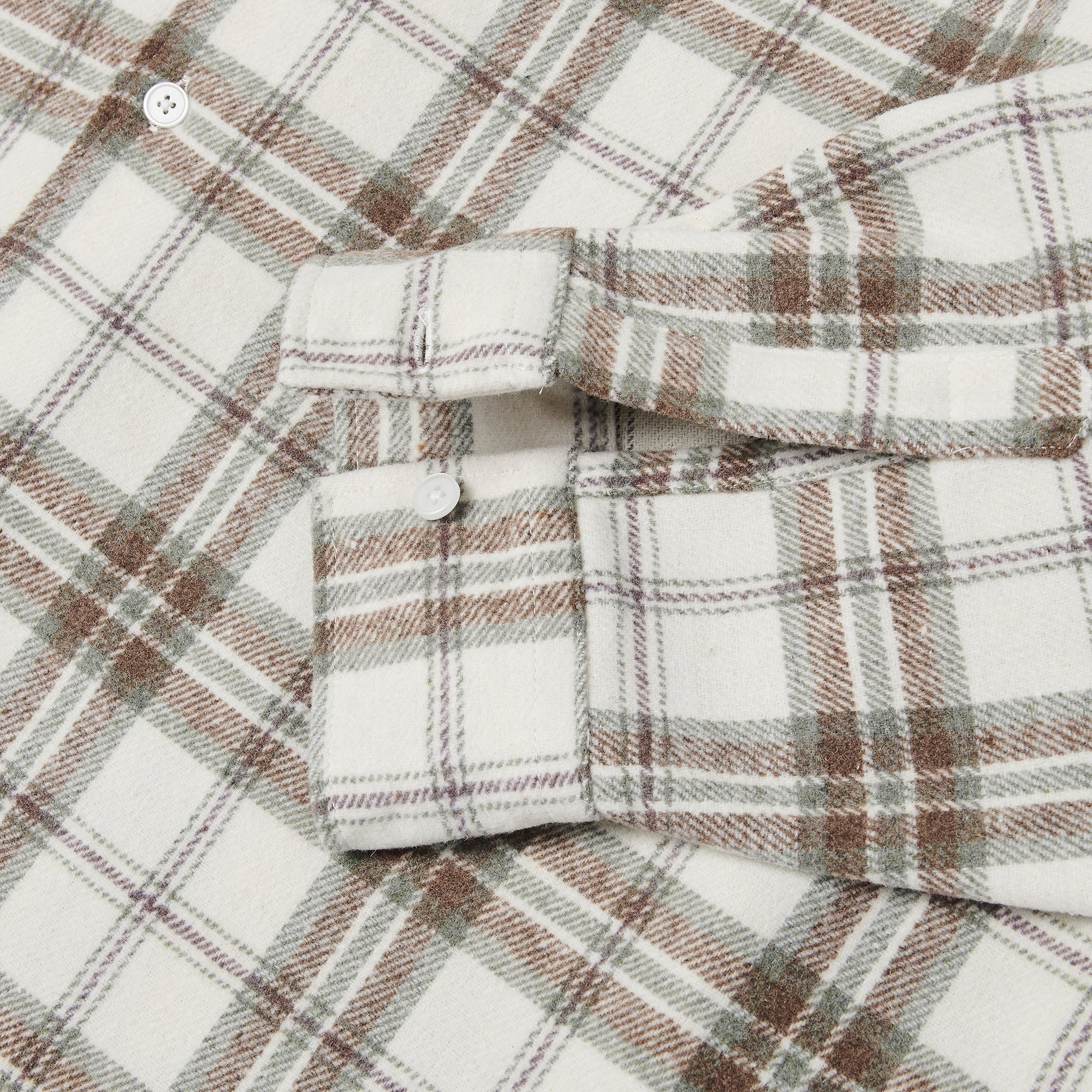 Loose wool check shirts Beige