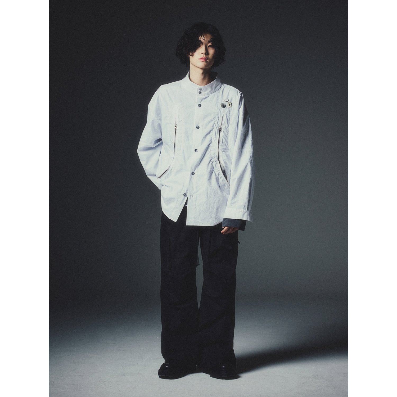 REXION CURVED ZIP-OVER SHIRT_WH