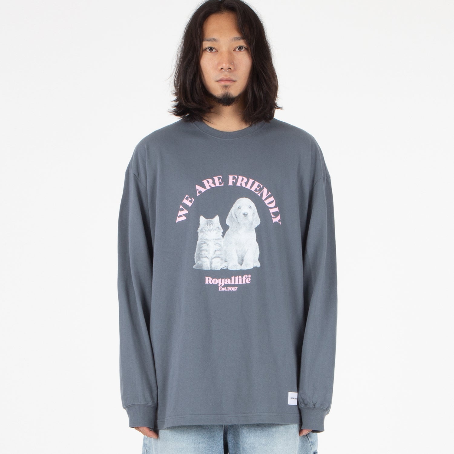 RLLR1101 Cat and Dog Long Sleeve - Cement