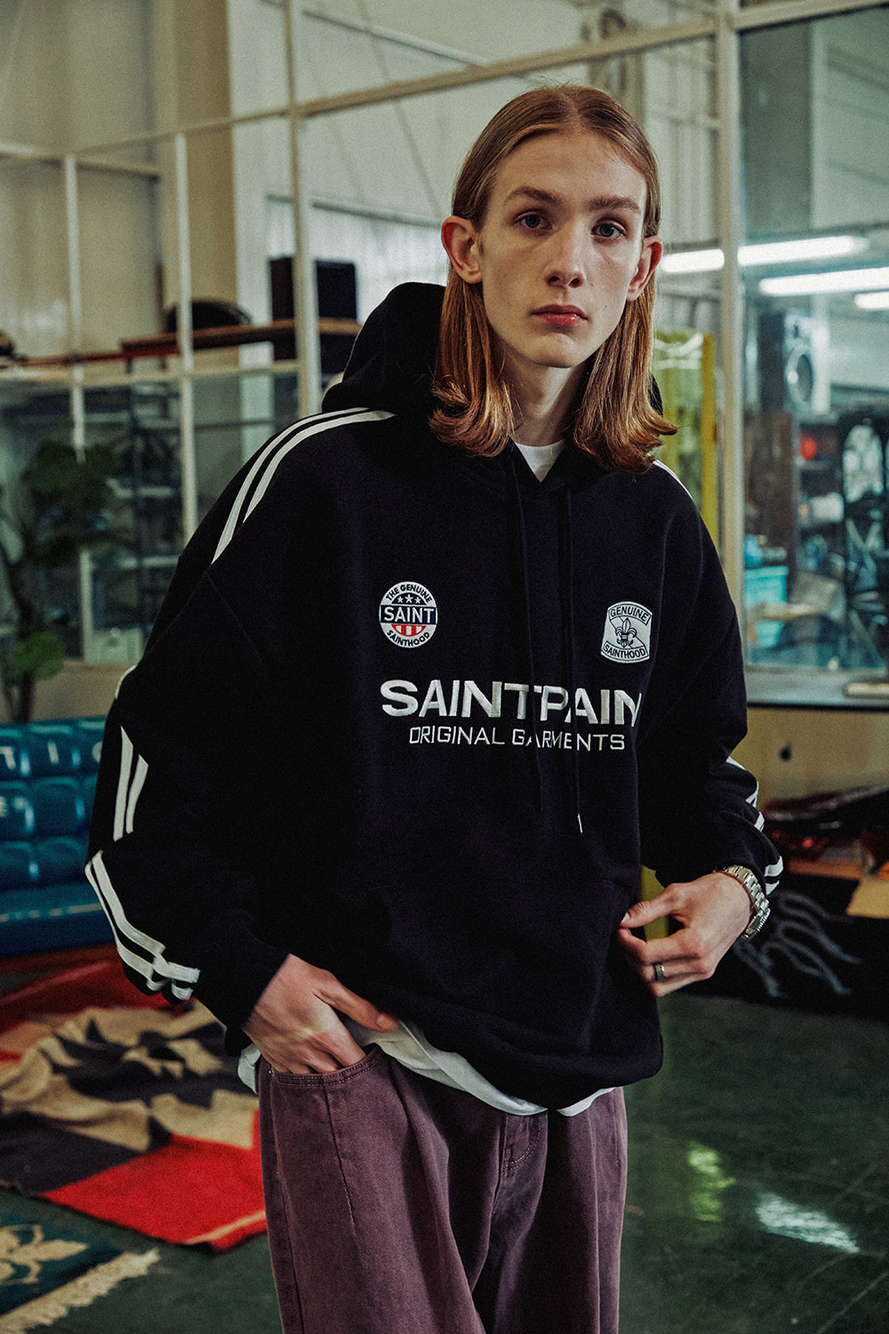 SP SAINT CLUB LOGO HOOD-BLACK