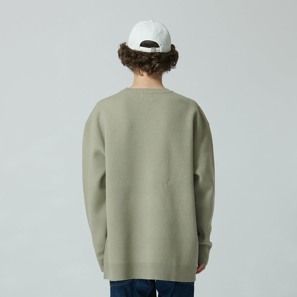 WHATTHE Big Logo Knit Pullover Olive