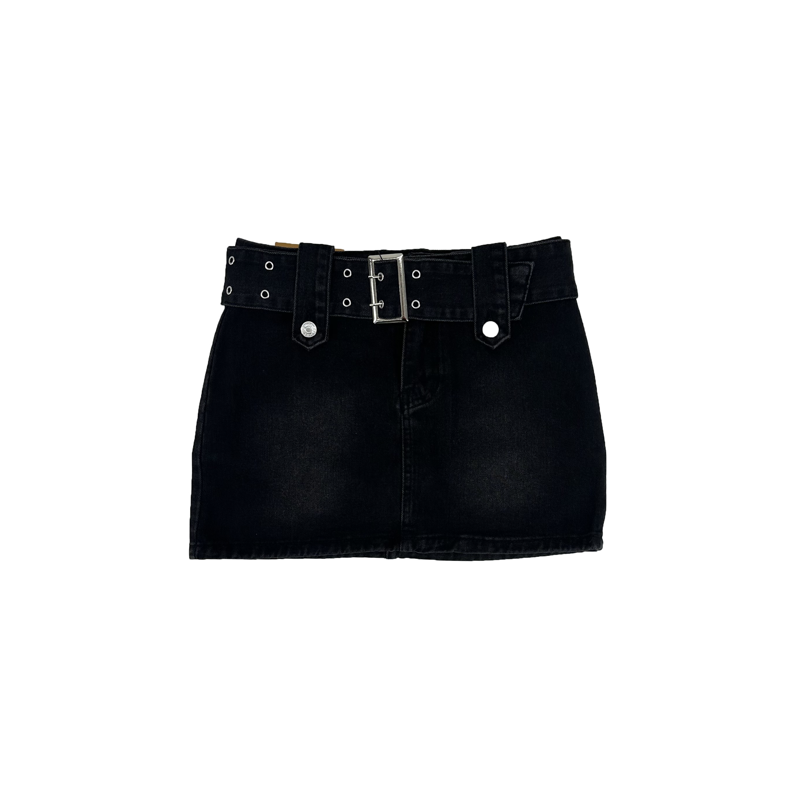 buckle belt denim skir