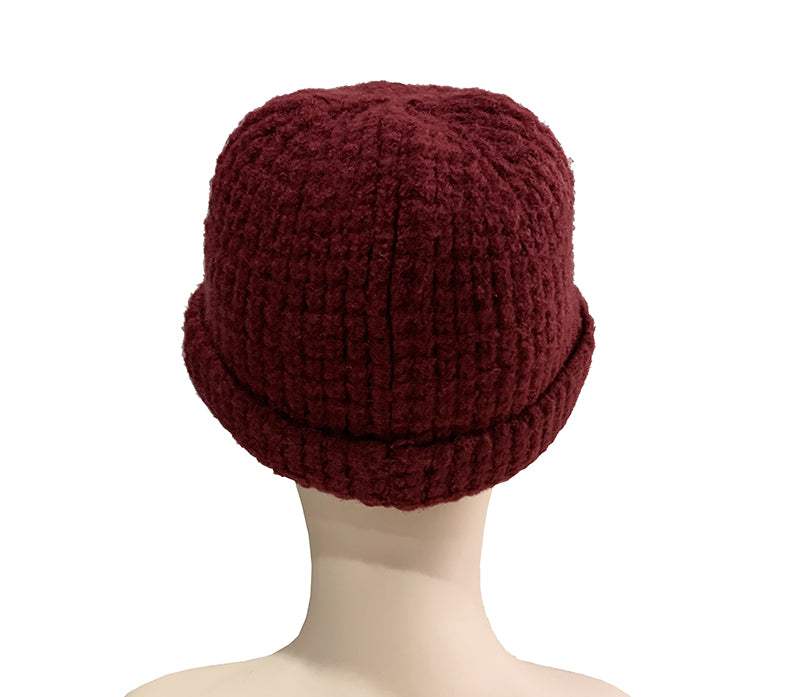 WOOL WAFFLE BEANIE WINE