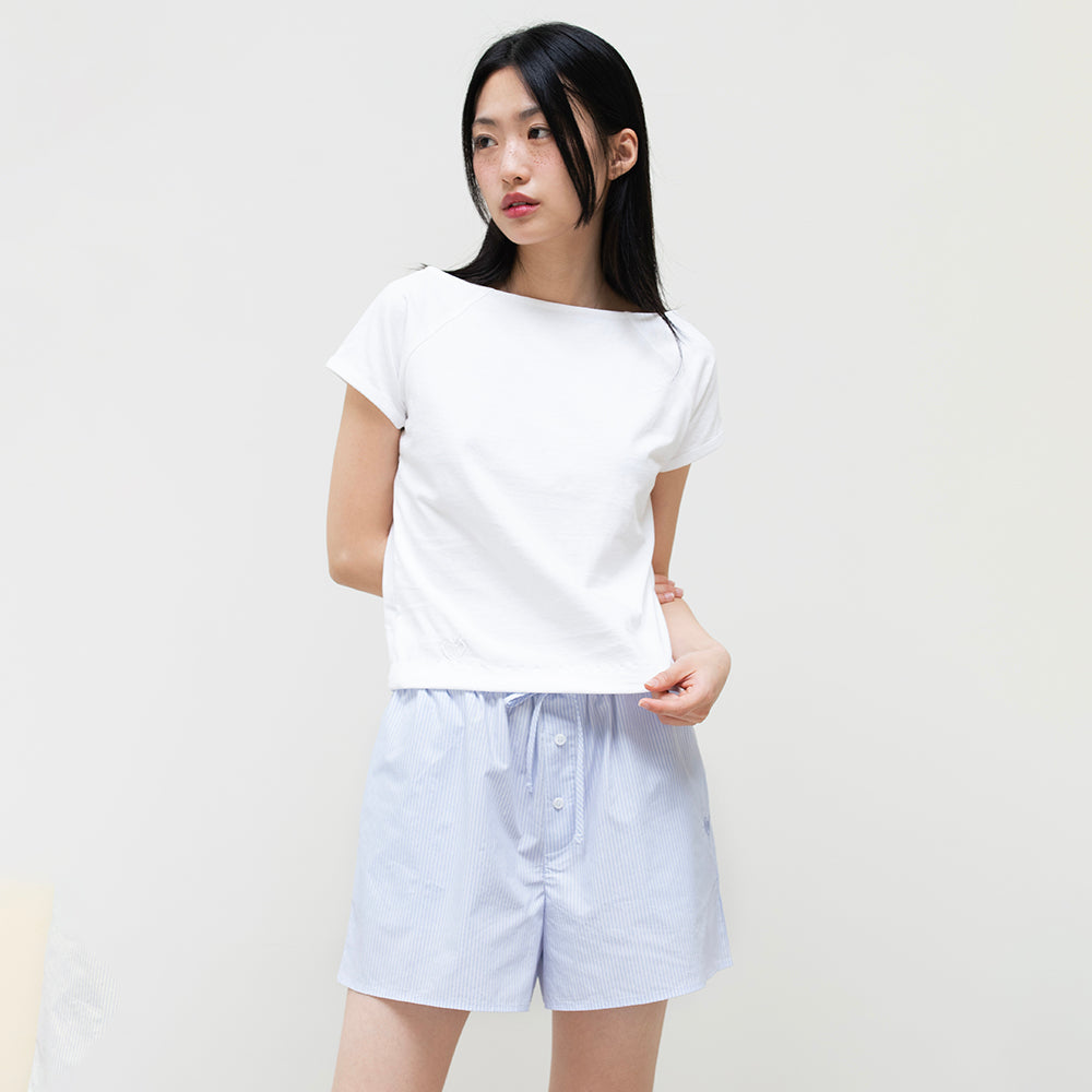 BOAT NECK PIMA COTTON TEE_WHITE