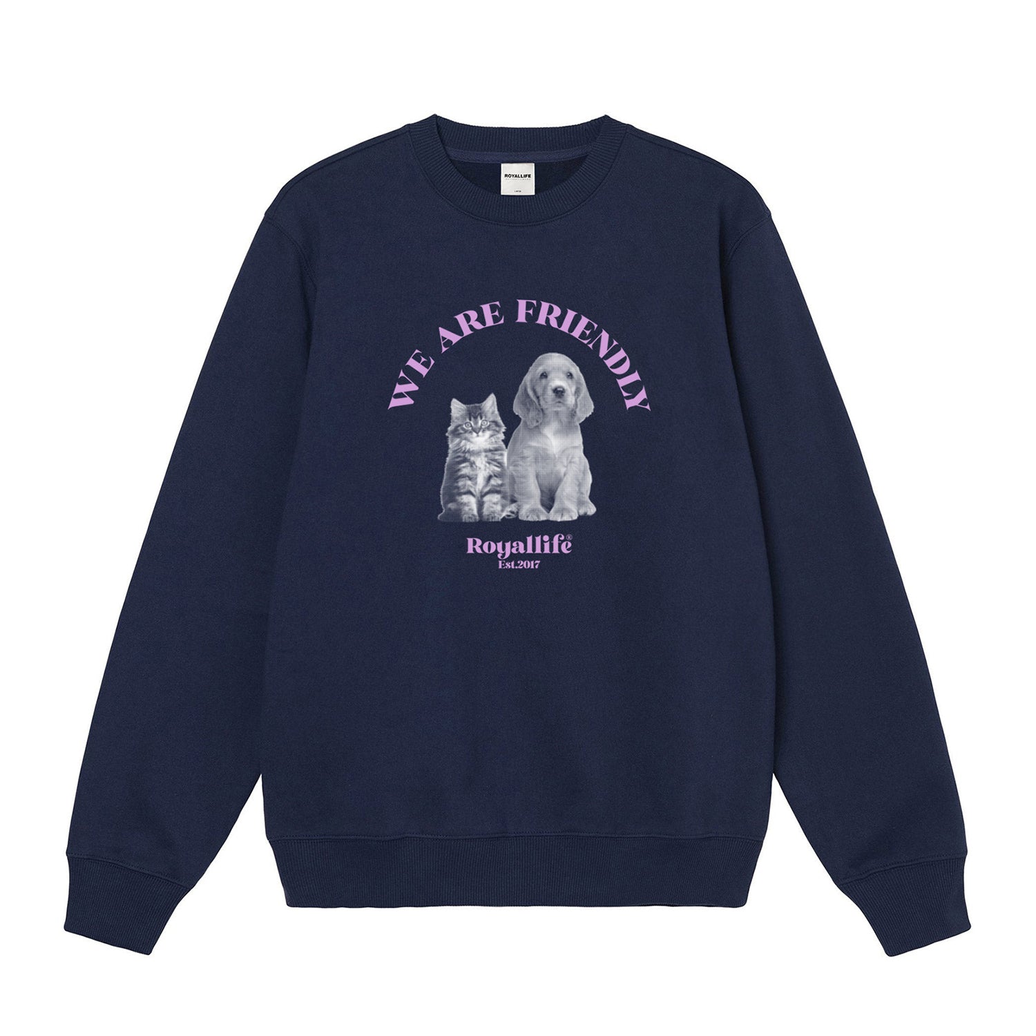 RLCN1002 Cat and Dog Sweat Shirt - Navy