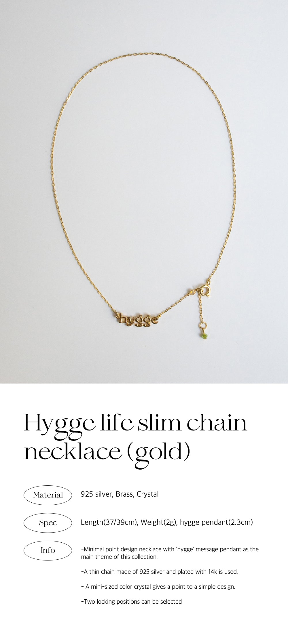 Hygge life slim chain necklace (gold)