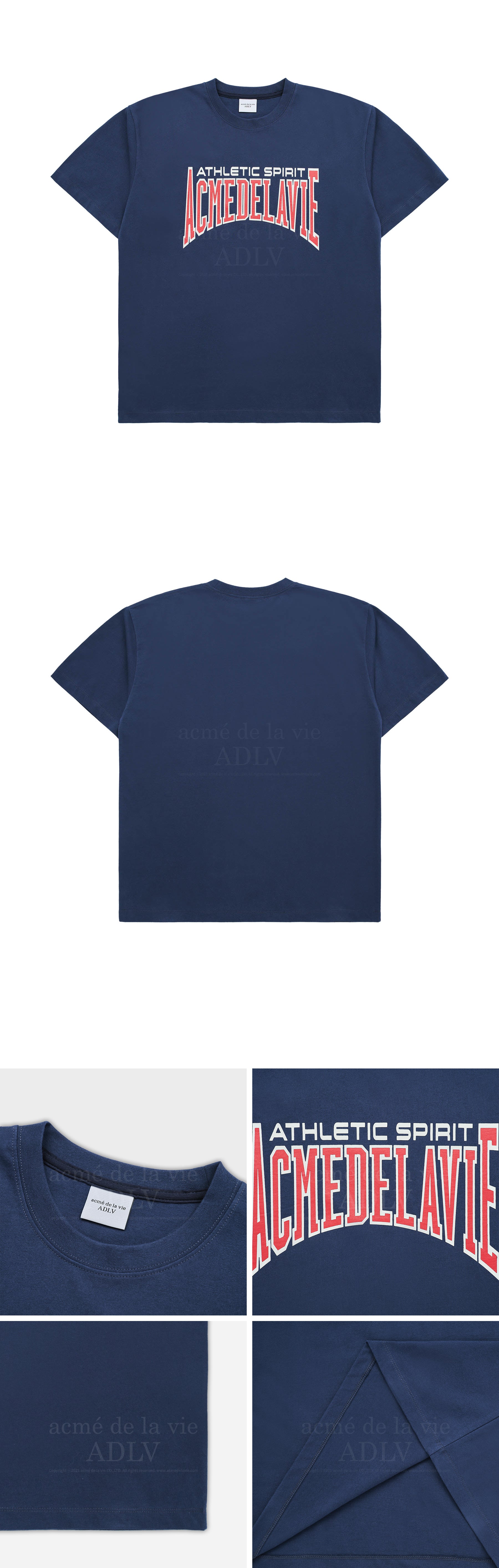 [24SS] VARSITY LOGO EMBOSSING PRINTING SHORT SLEEVE T-SHIRT NAVY