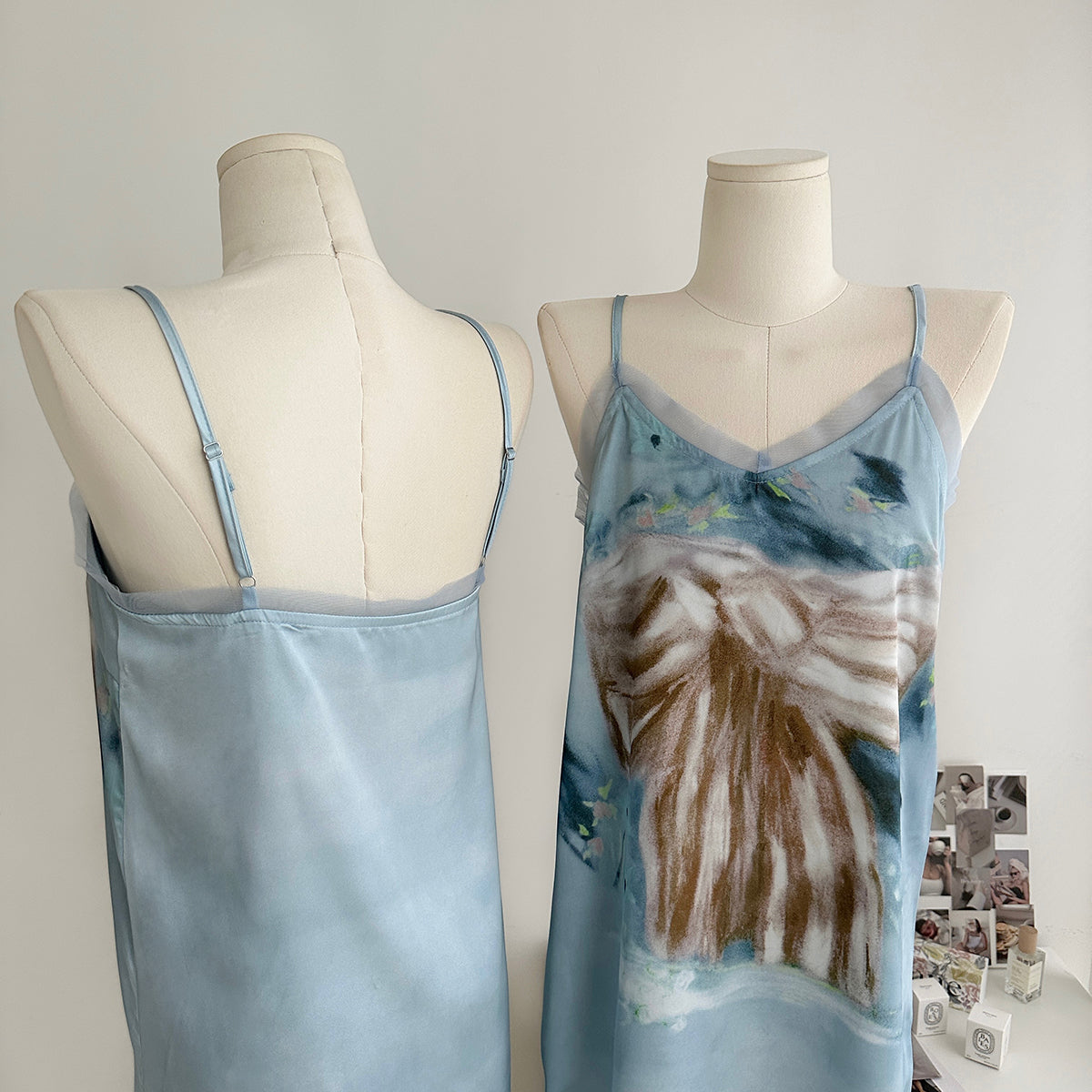 Sky silk sleeveless dress