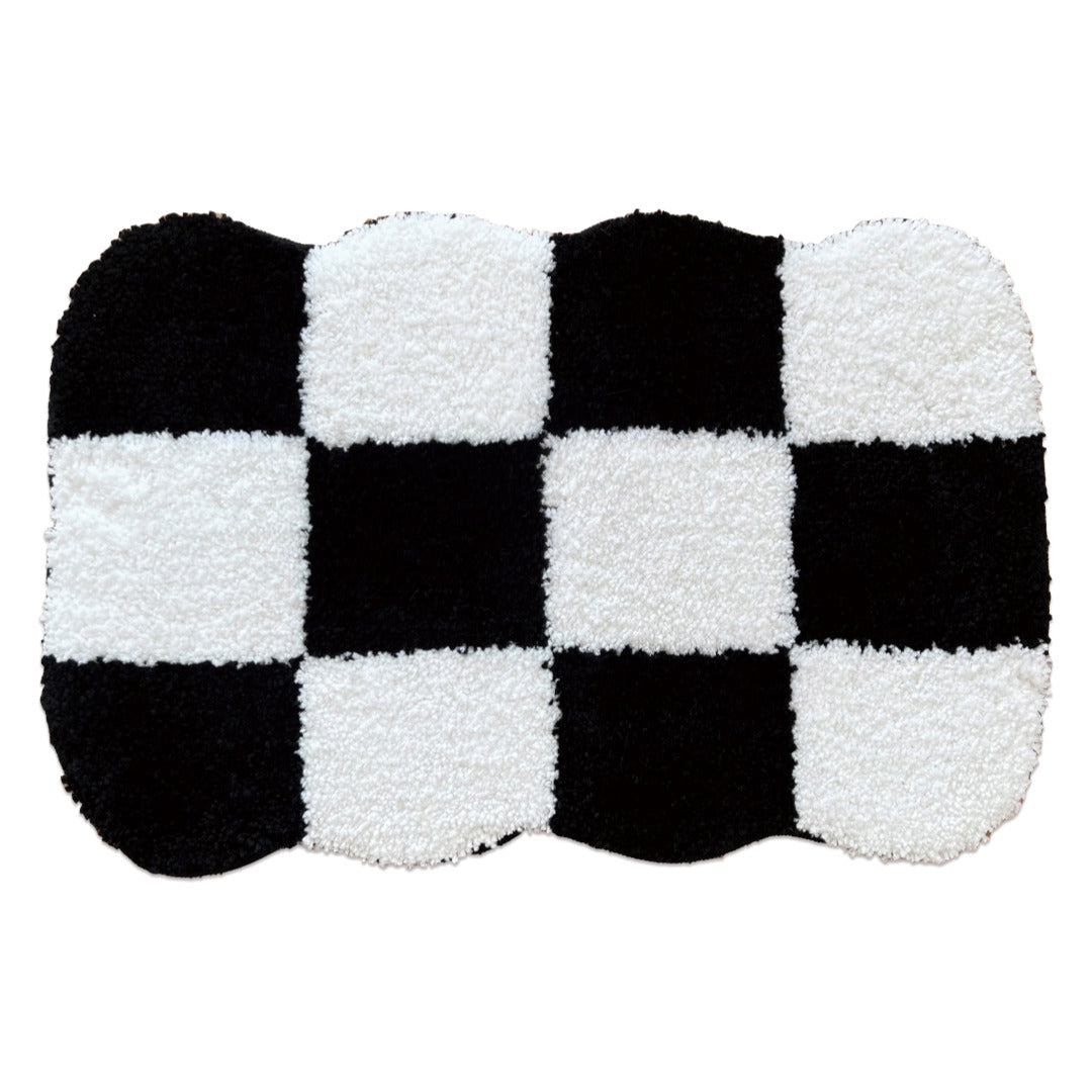 Curvy checkerboard mini rug - Black