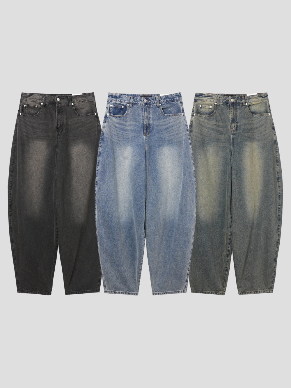 Baggy balloon washing denim 3color