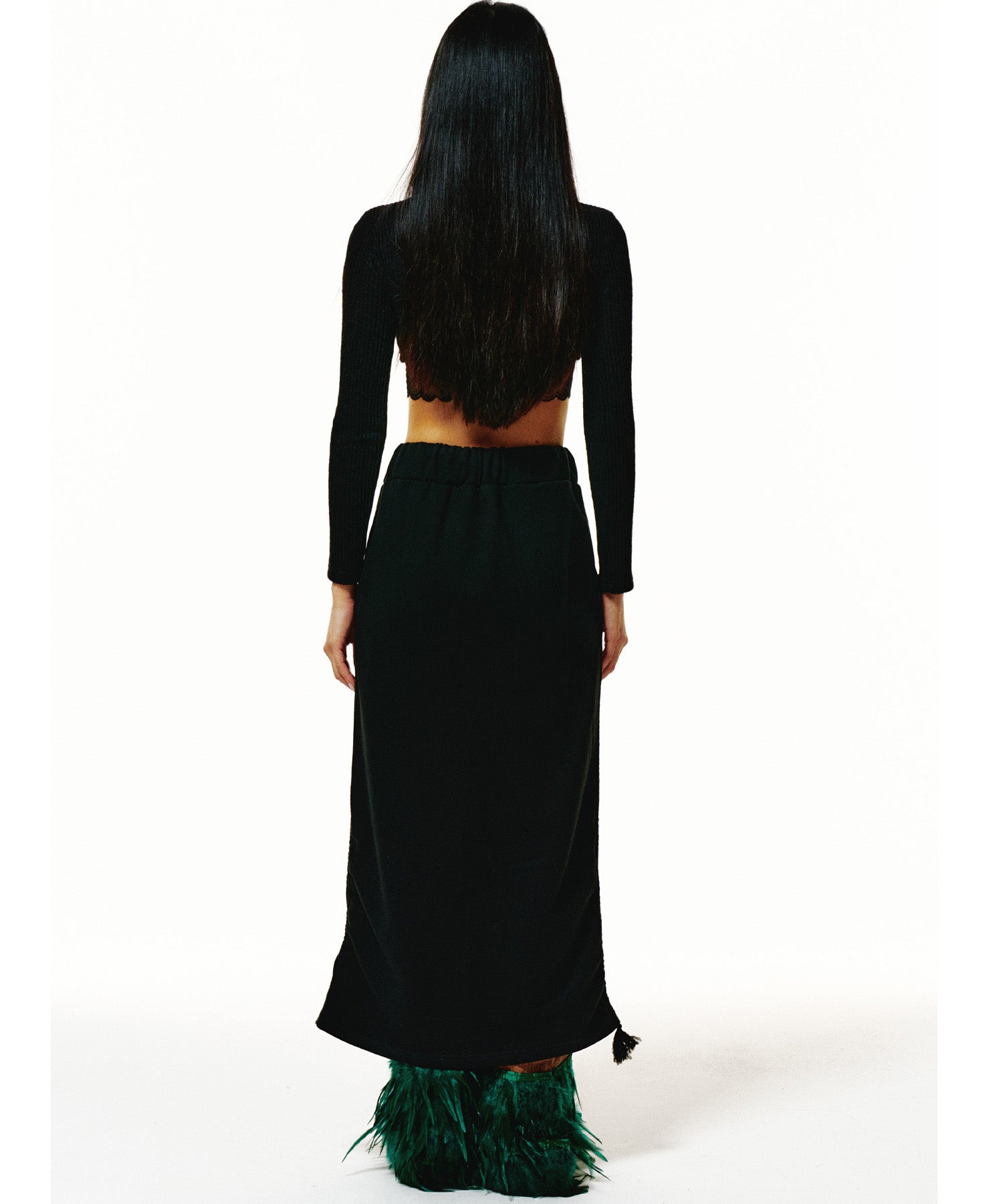 221-SHIRRING GRAPHIC LONG-SKIRT(NONE-FLEECE)